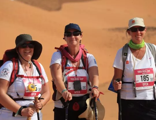 Amélie et ses coéquipières pour le Rose Trip Maroc.